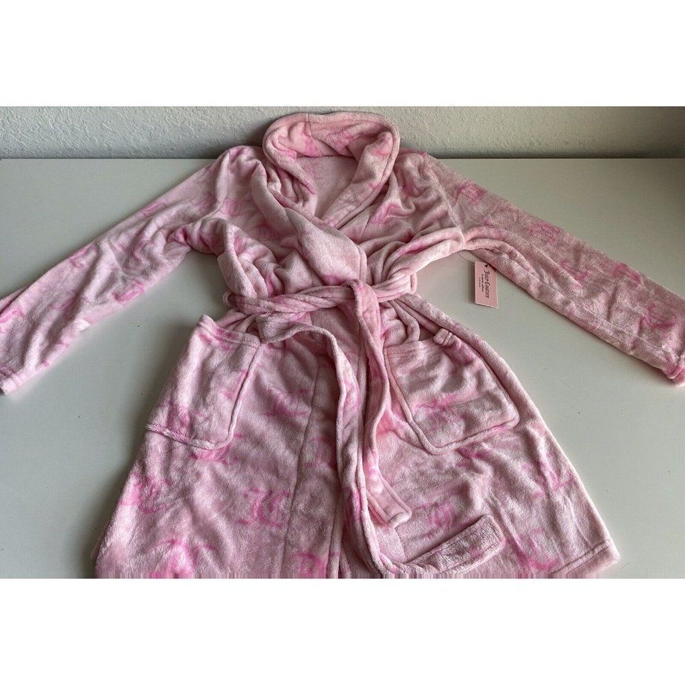 Juicy‎ Couture Luxe Soft Robe Sz L/XL Pink JC Logos JC3310AR With Pockets NEW